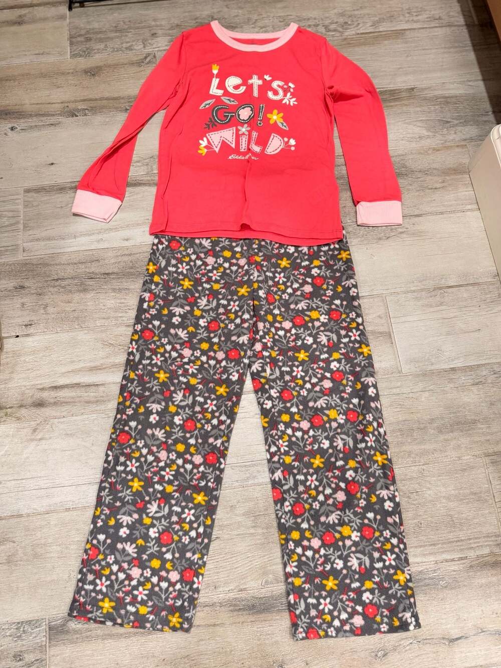 Eddie Bauer Girls Let's Go Wild Fleece Pajama Set Size M 10/12